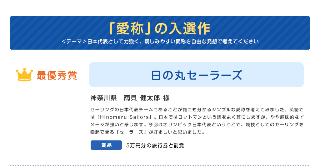 「愛称」の入選作／最優秀賞