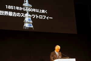 LVACWSについてメディアに説明する河野博文JSAF会長